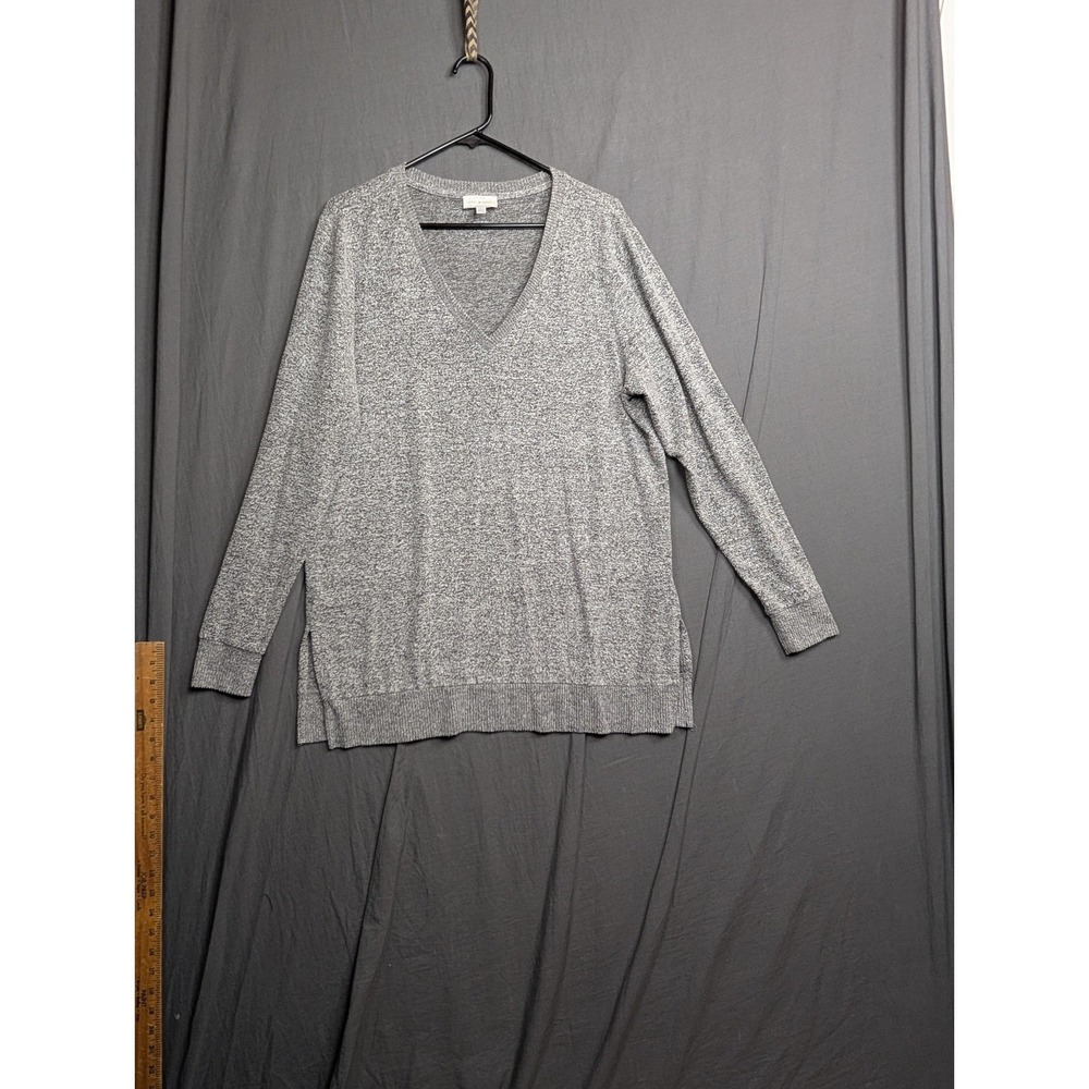 Lucky Brand Womens Sweater Size Large Gray V-Neck Stretch Long Sleeve‎ Pullover